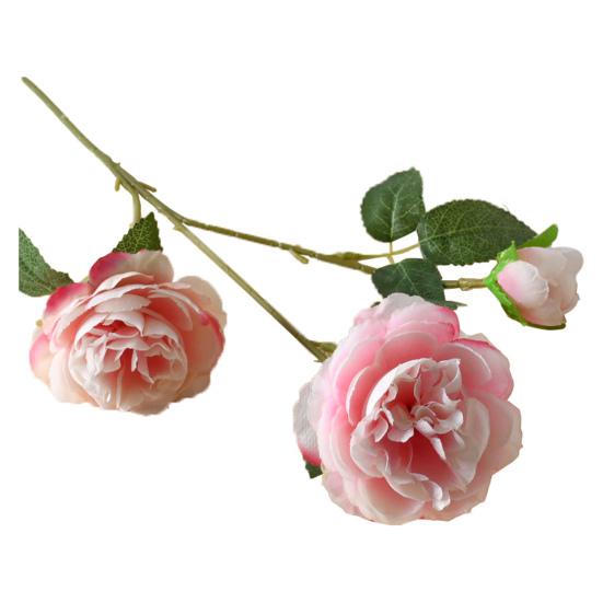 26" Artificial Peonies Flowers with Long Stems Faux Silk Peony Arrangement Bouquet with 2 Heads Full Blooms And 1 Bud for Wedding Centerpiece Party