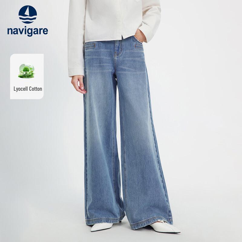 Navigare Women s Water-Resistant Wide-Leg Denim Pants M