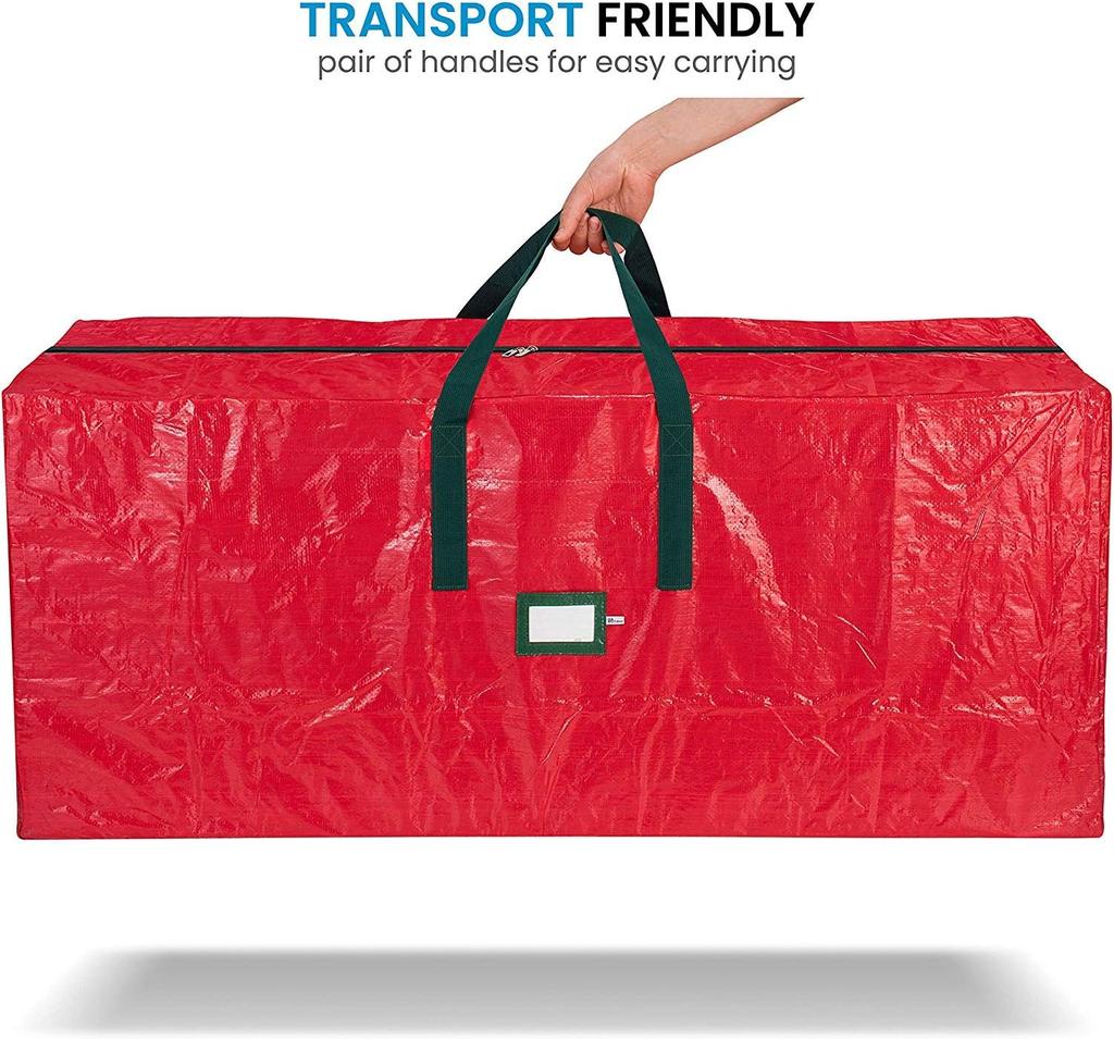 Storage Bag for 9 Ft Artificial Christmas Trees - Plastic, Waterproof - Strong Handles, Labeling Card Slot