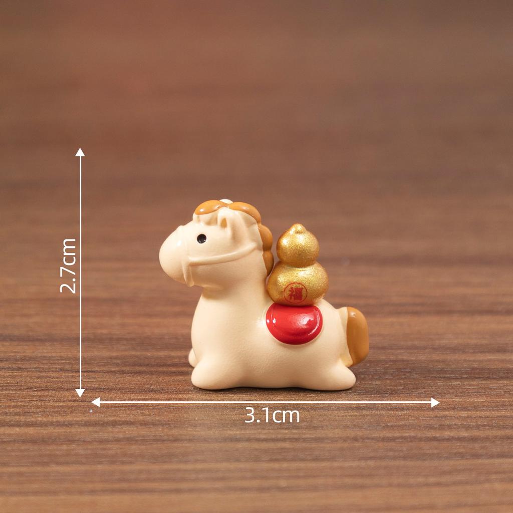 1/4Pcs DIY Car Decoration Office Desktop Decor Ornaments 2026 Horse Year Miniature Ornaments Zodiac Cartoon Lucky Pony