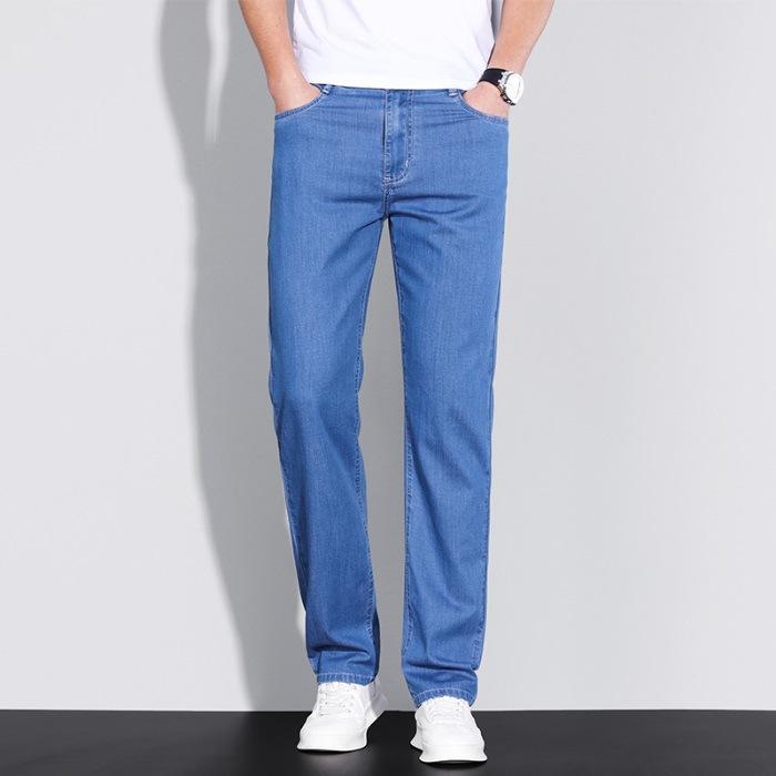 

Spring and Summer Silk Smooth High Waist Loose Light Business Small Straight Men s Thin Jeans 28