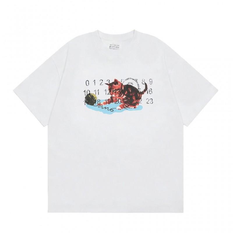 Digital Print MM6 Cotton T-Shirt Men Women Short Sleeve Casual Top 230g