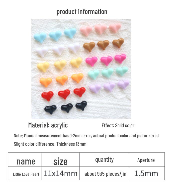 Seven-Color Small Peach Heart Acrylic Beads 11x14mm for DIY Phone Chain Pendants