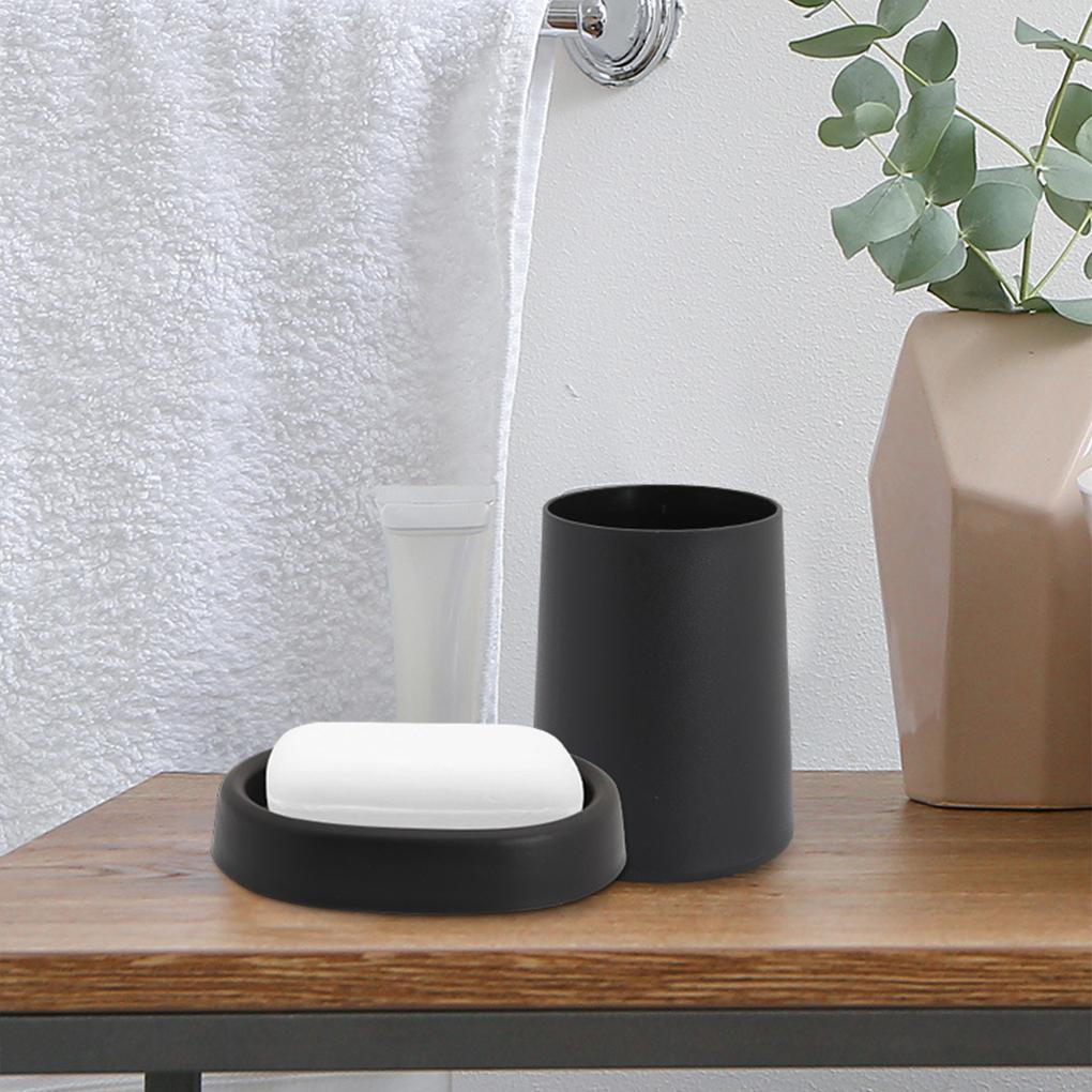 Edelstahl Bürstengriff Zahnbürstenbecher Rostfrei und Langlebig Badezimmer-Set Badezimmer-Toilettenartikel Aufbewahrungszubehör schwarz ZT-T223