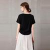 Women's Beaded Bowknot V-Neck Short Sleeve Slim Fit T-Shirt