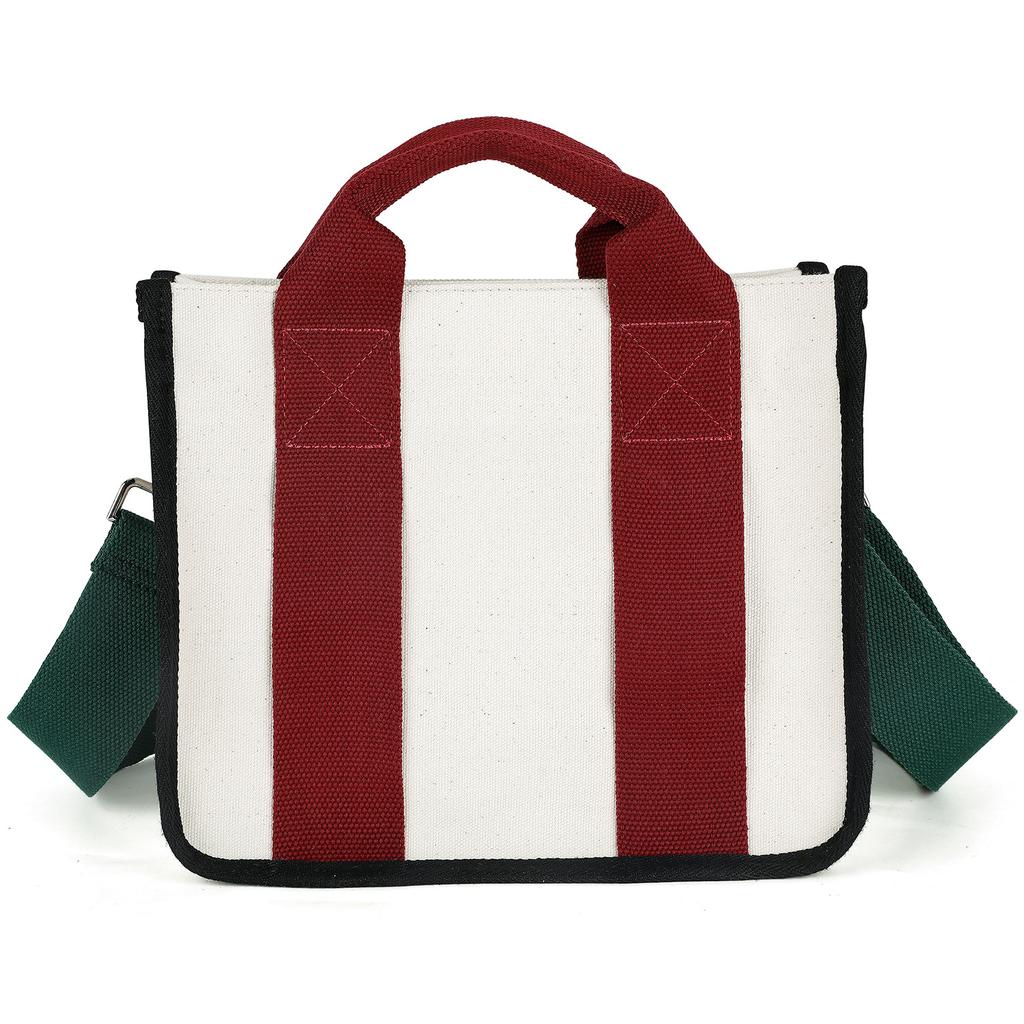 Korean Premium Canvas Portable Small Square Bag Shoulder Bag Size Contrasting Color Commuter Hand Carry Commuter Bag Messenger Bag