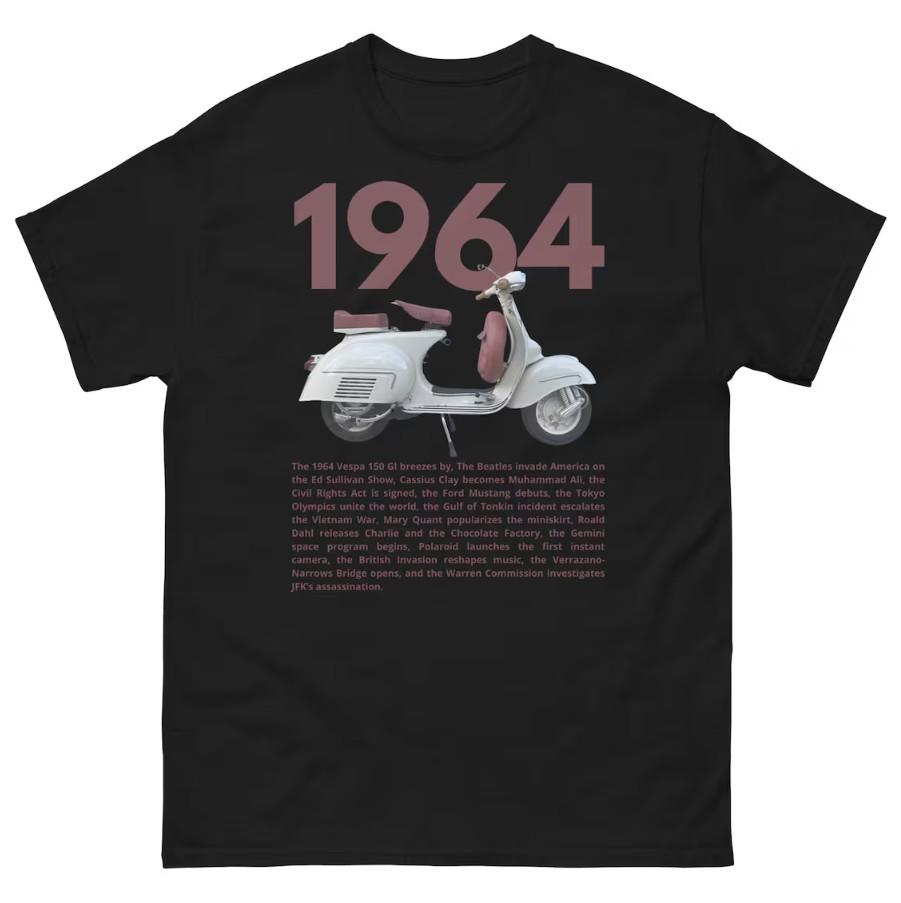 1964 Vintage Retro Scooter, Born in 1964 Birthday Gift, Historical Year Shirt Unisex T-Shirt L