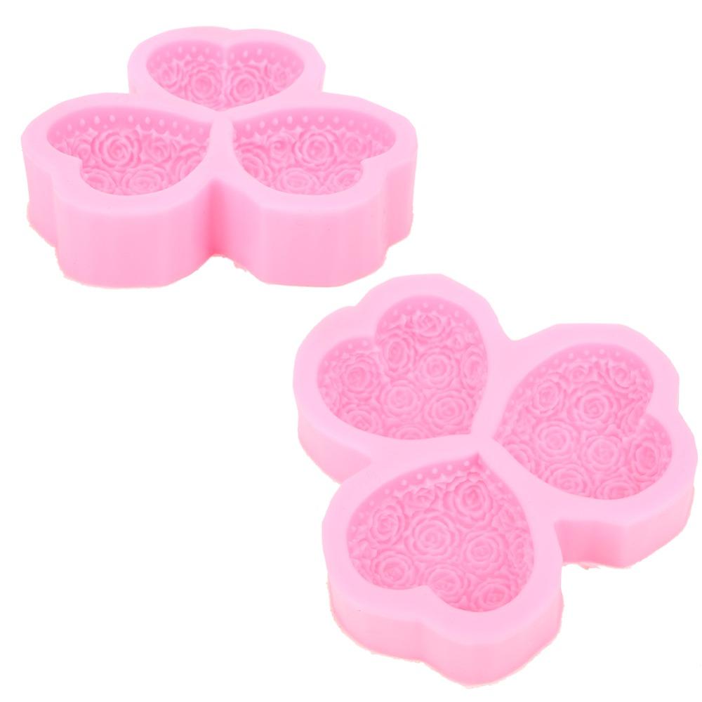 3-Cavity Rose Flower Mold Rose Flower Shape Chocolate Mould Silicone Mold Cake Decoration