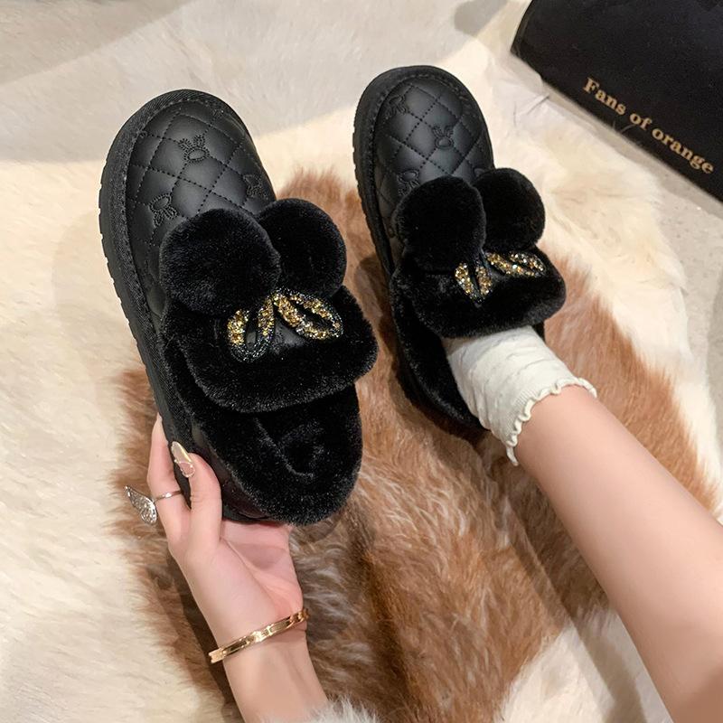 Women One Foot Stirrup Short Snow Boots 2025 Winter Casual Versatile Padded Warm Cotton Shoes