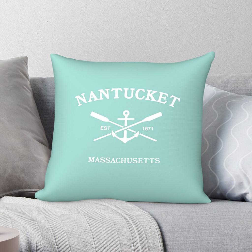 Nantucket Anchor And Oars Square Pillowcase Polyester Linen Velvet Creative Zip Decor Throw Pillow Case Bed Cushion Cover X