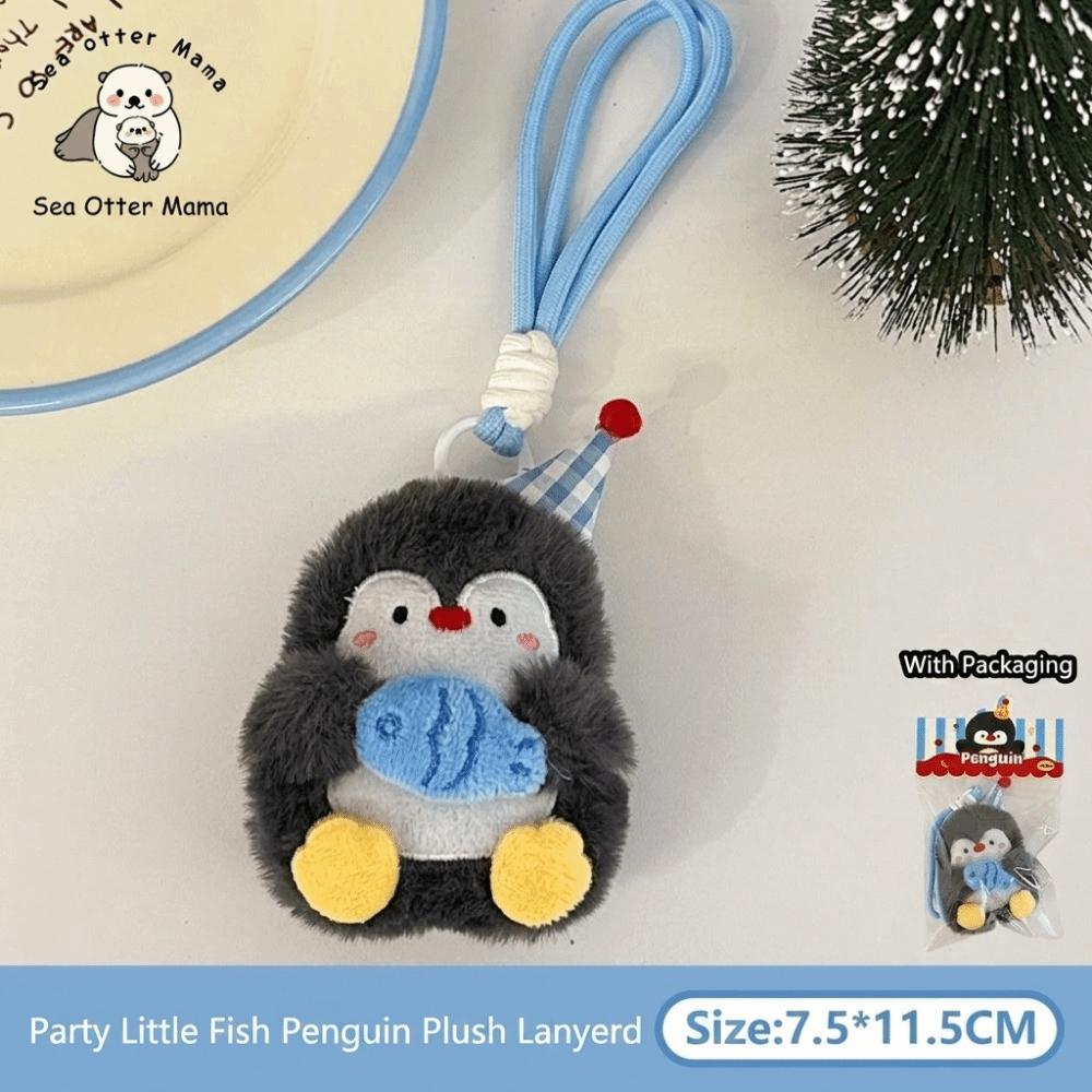 Decorative Soft Plush Plush Penguin Charm Hanging Loop Key Ring Pendant Decor Blue Accents Lightweight Bag Keychain Couples Gift