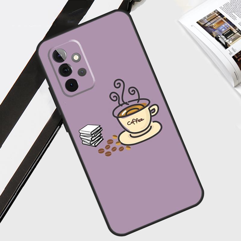 Books And Coffee Case For Samsung Galaxy A54 A34 A14 A56 A36 A26 A16 A06 A12 A22 A32 A52 A13 A53 A15 A35 A55