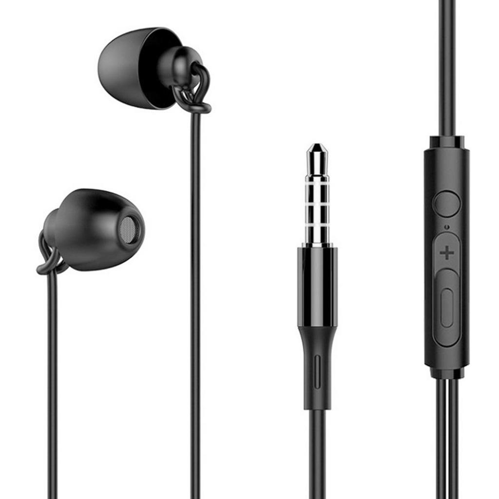 Noise Reduction Headphones with Microphone 3.5mm Wired Earphones Sleeping Headphone Give You a Good Sleep Black White