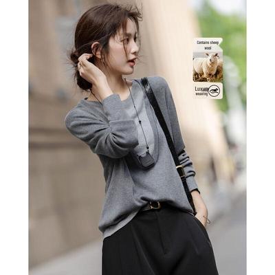 Demana Damen Pullover mit Faux-Layering und Farbblock aus Wollmischung