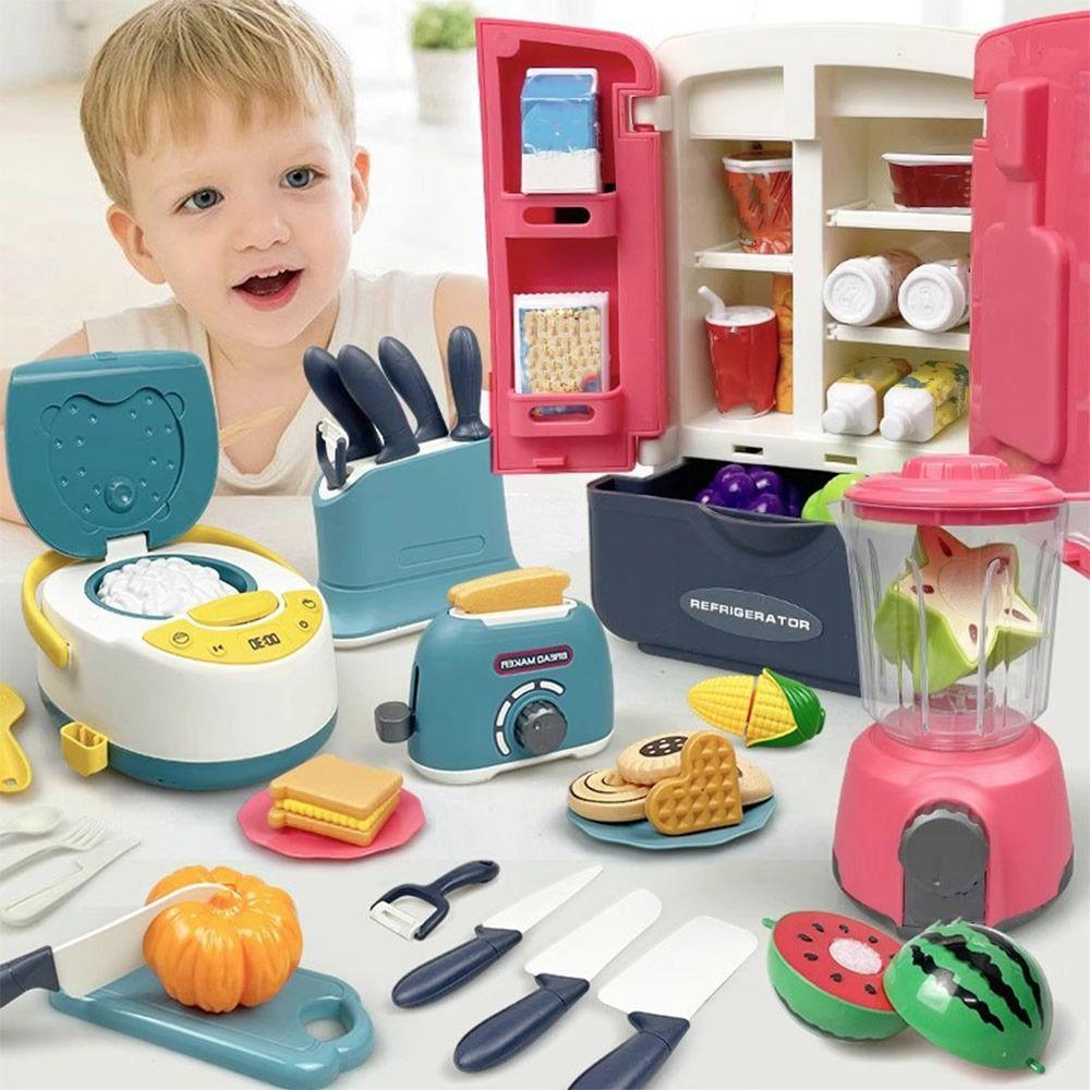 Multicolor Kids Cooking Playset Microwave Plastic Playing House Kitchen Toy Gas Stove Simulation Design Simulation Rice Cooker