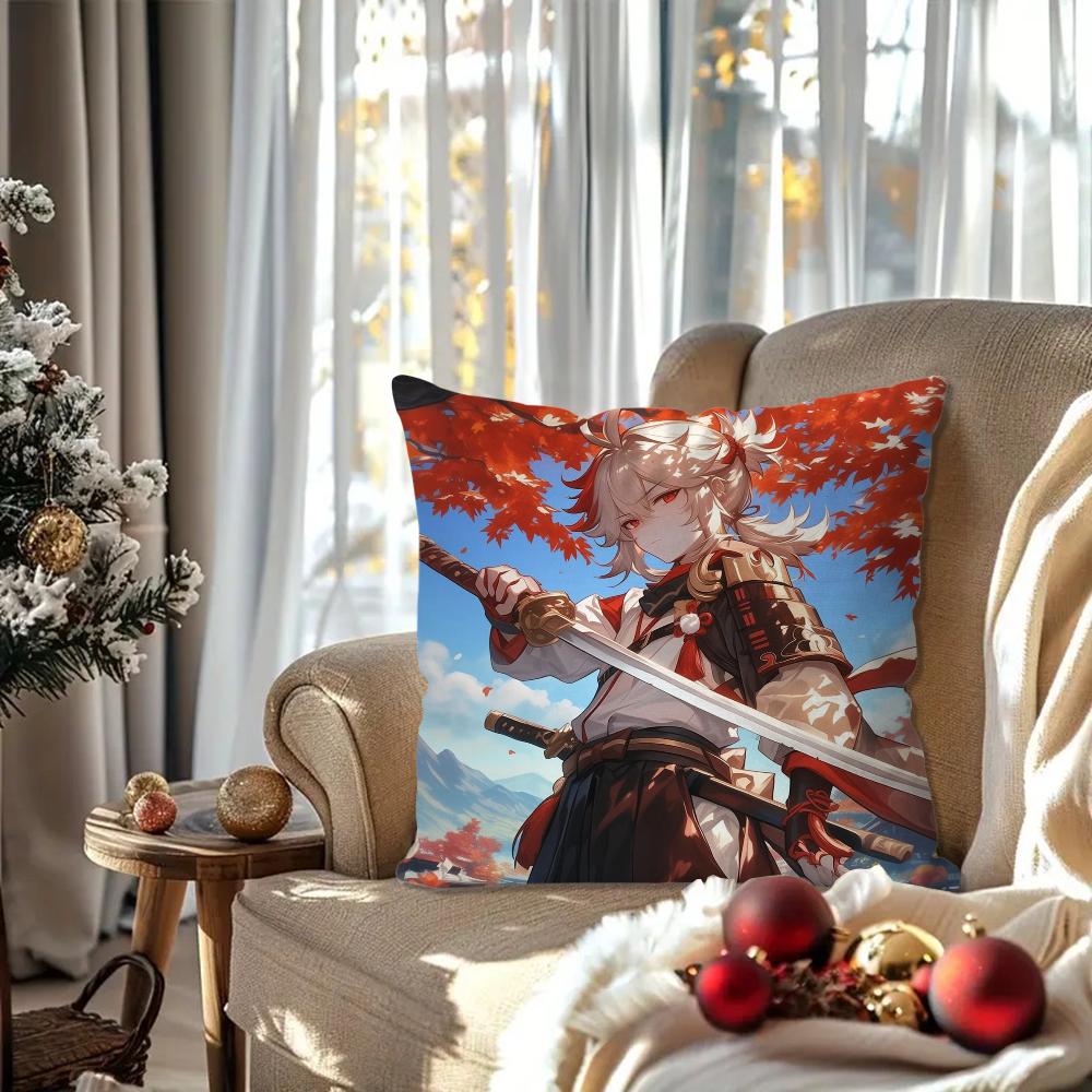 Kaedehara Kazuha Animation G-Genshin I-Impact Pillow Case Square Pillow Bedroom Sofa LeisureCarLiving Room Home Decoration 40X40