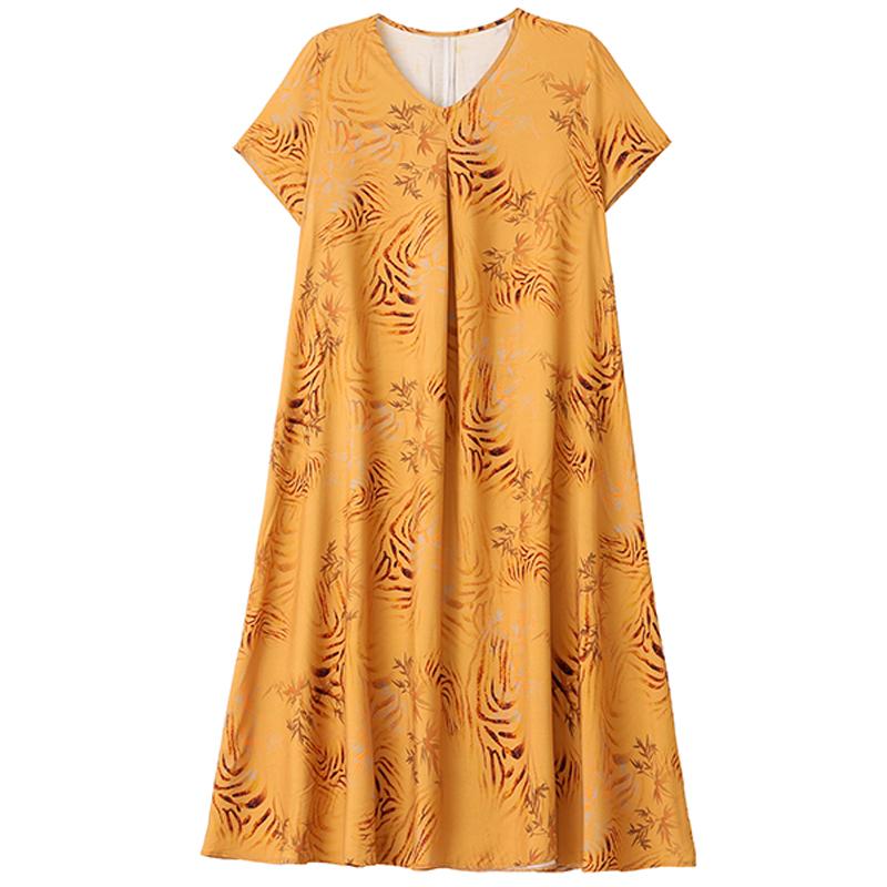 Elegant Women's Dresses Summer Vintage Clothes Plus Size Short Sleeve Casual Loose Long Dress