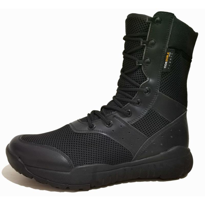 Summer Ultra-Light Breathable High-Top Desert Canvas Combat Boots - Lightweight Military-Style Outdoor Shoes with Zipper