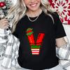 Womens Christmas Alphabet AZ Graphic Print Tshirt Holiday Casual Top with Santa Letters Perfect for Xmas Party Street Wear