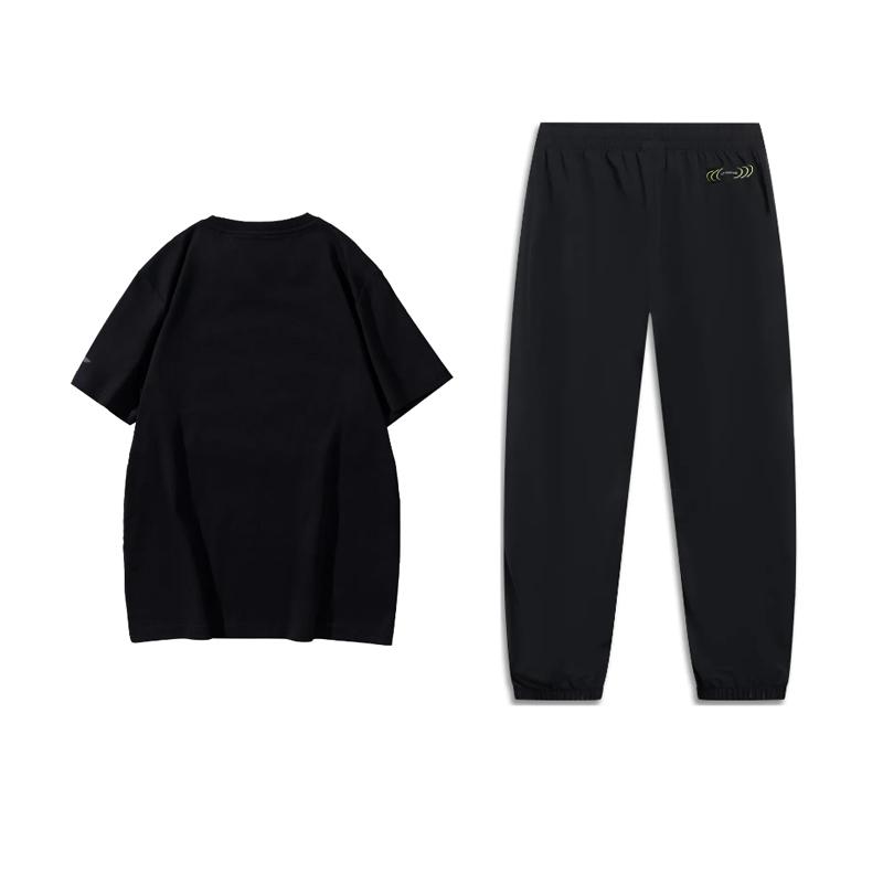 Li-Ning Basketball Series Regular Drop Shoulder Short Sleeve T-Shirt Breathable Quick-Dry Pants Casual Sports Suit Unisex Suit AHSUA27-2+AYKU691-1