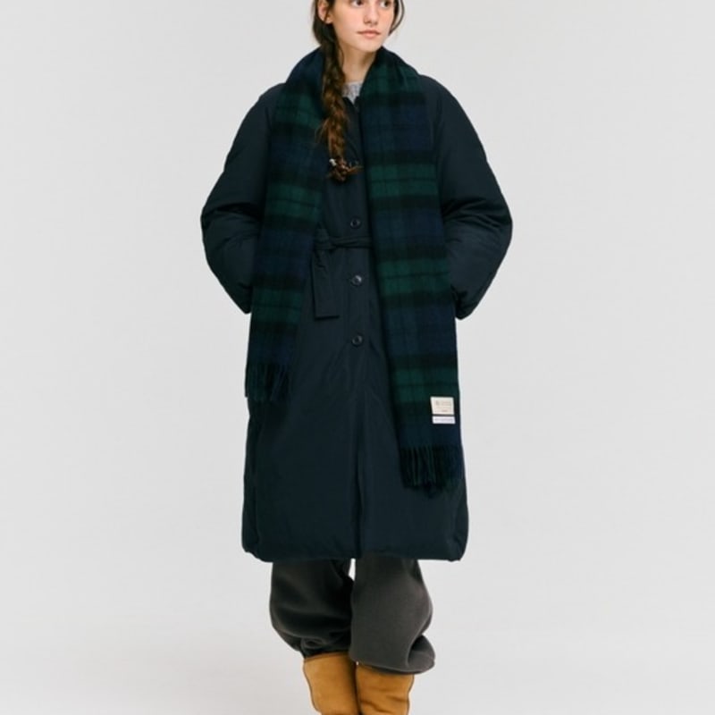 DEPOUND cashmere wool blended check muffler - green