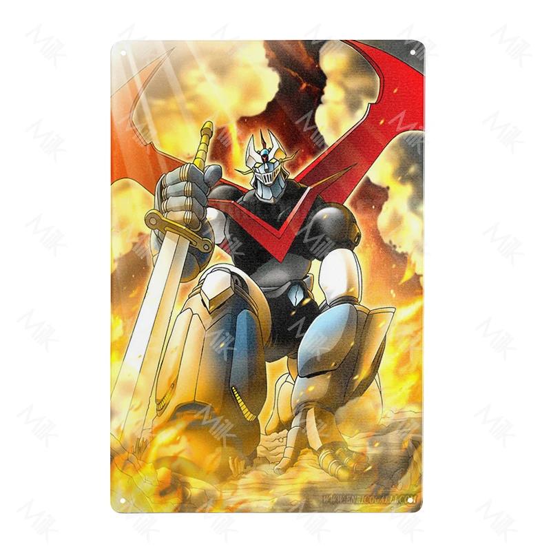 Anime Goldrake Goldorak Mazinger Z Metal Tin Sign Rectangle UFO Robot Grendizer Signs Plaque Bar Cafe Bedroom Wall Art Decor