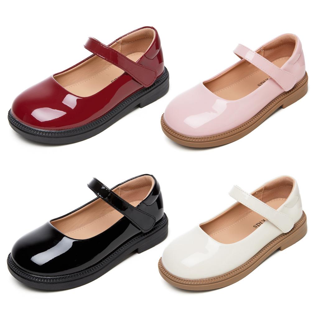 Sofort lieferbar Kinder Prinzessin Lederschuhe - Frühling/Herbst 2025, Schwarze Grundschul Auftrittsschuhe, Weiches Leder und Sohle.