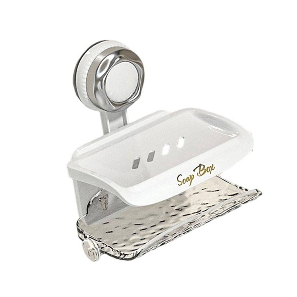 Suction Cup Soap Dish Wall Mounted NonSlip Drain Rack Bathroom Organizers Space Saving