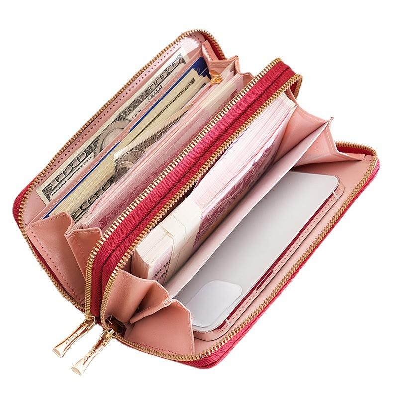 Women Wallets Bowknot Double-Zipper Long Wallet - Clutch Purse, Coin Pouch & Card Holder