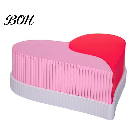 Creative Jewelry Display Case Heart Shape Storage Box, 3D Printed Detachable Dual Compartment Organizer, Decorative PLA Material Box Pink Red with Lid