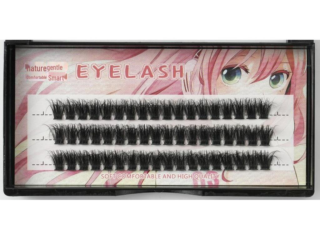 Segmented Cartoon Style Eyelashes - Natural Simulation with Messy Fried Hair Design for Thin Stems, Ideal for Women