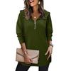 Women's Fashionable Solid Color Hooded Long Sleeved Pocket Pullover Sweatshirt Top