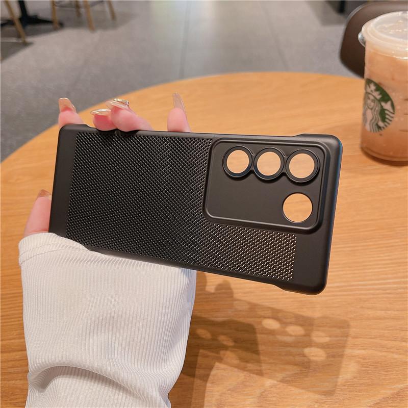 Frameless Heat Dissipation Case With Lens Film For Vivo S18 S17 S17t S16 Pro Breathable Cooling Grid Hard PC Cover Back Shell Protector