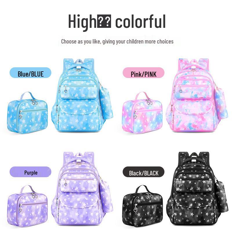 Korean Graffiti School Backpack Set: Waterproof, 3-Piece, Five-Pointed Star Design, Grades 1-6
