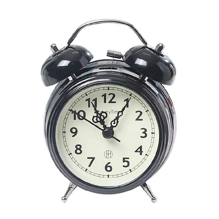 Retro Loud Alarm Clock Double Bell Night Light Children Room Bedroom Decoration