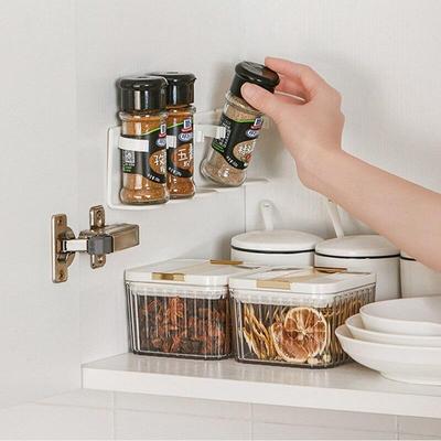 Spice Bottle Storage Rack Kitchen Spice Jar Rack Home Self Adhesive Wall Mounted Holder Clips Seasoning Carrier Tools