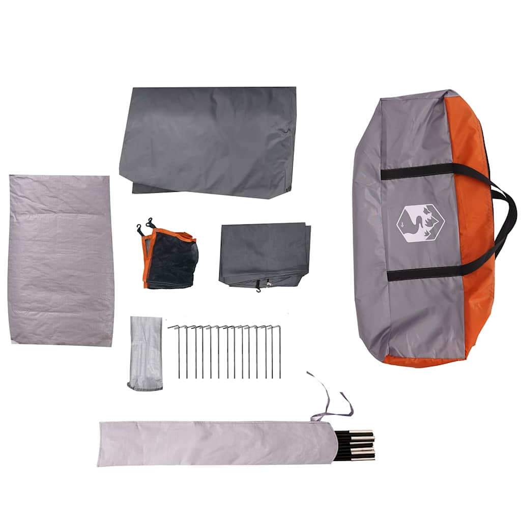 8 Person Family Tent Gray and Orange Waterproof