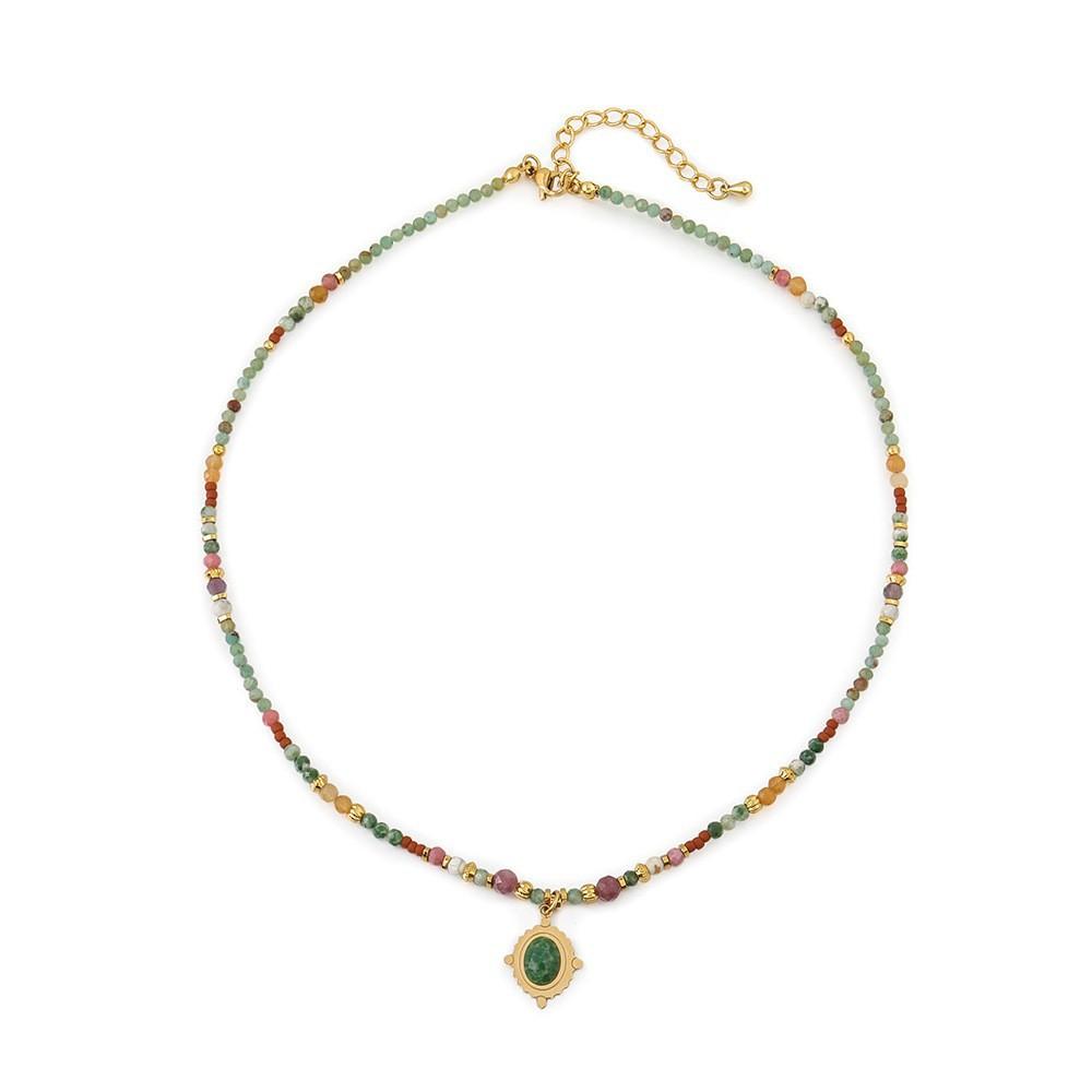 New natural freshwater pearl African turquoise handmade beaded necklace with original design, niche Czech bead collarbone chain