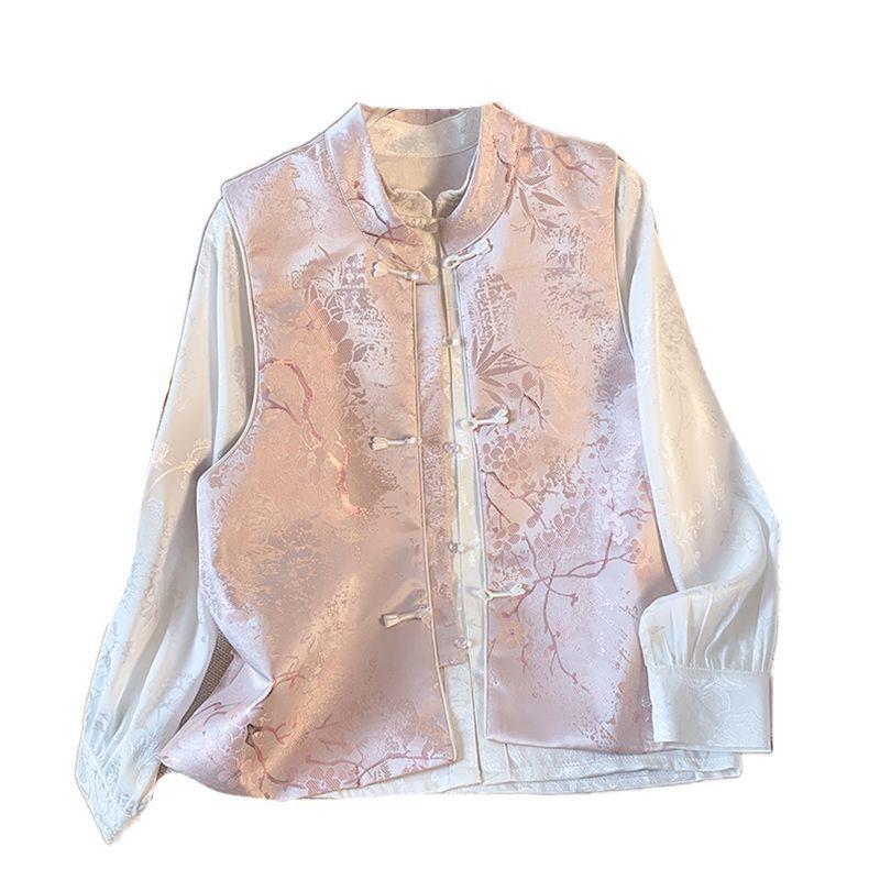 Jacquard vest haute ladies loose top stand-up collar vest early vest tide