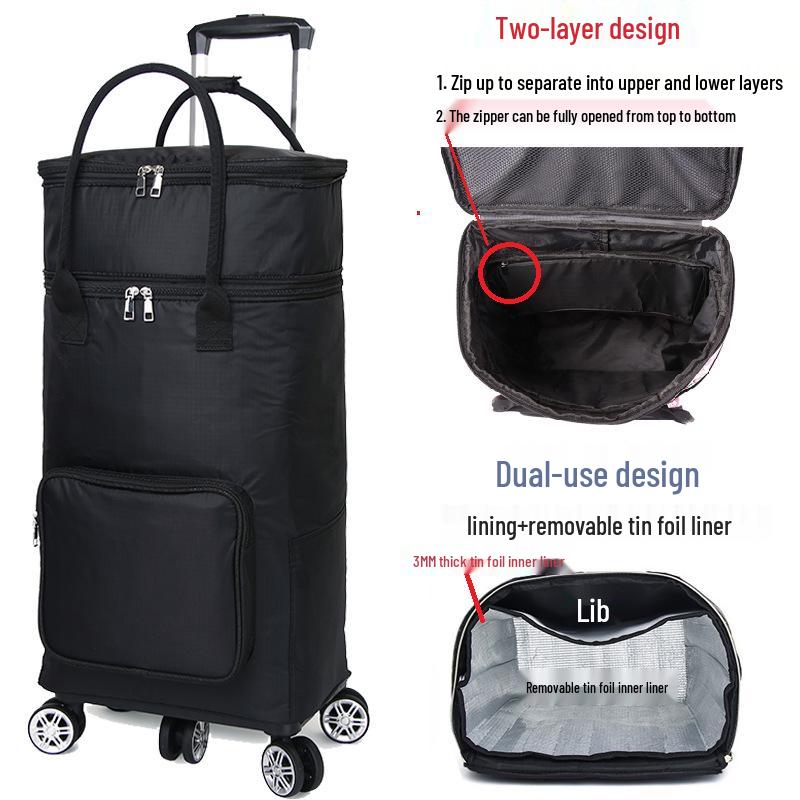 Faltbarer Einkaufswagen für Senioren mit großem Fassungsvermögen und tragbarer Aufbewahrungstasche