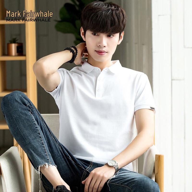 Mark Fairwhale Men s Solid Color Short Sleeve Polo Shirt 2XL белый