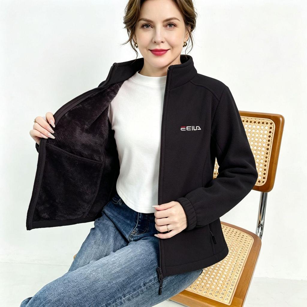 2026 Autumn/Winter Women's Thick Fleece Sherpa Jacket with Warm Stand Collar