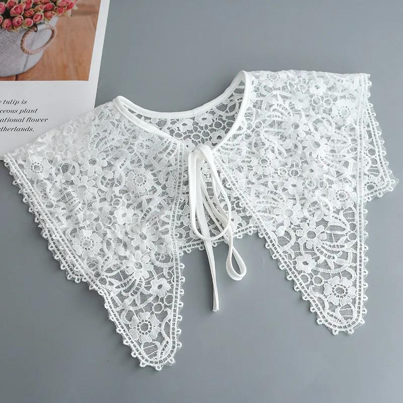 Women Shirt Solid Color Fake Collar Shouder Wrap Girls Student Adjustable Bowknot Bottoming Shirt False Collar Shawl for Daily Use