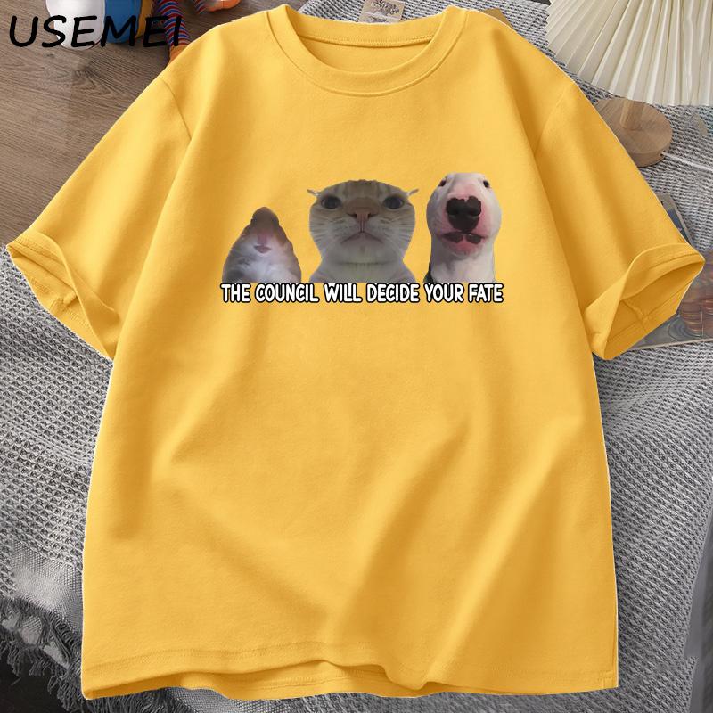 Funny Cat Meme Tee Shirt Graphic T Shirts Unisex Women Silly Animals Tshirt Cotton Oversized Designer Tees Unisex Streetwear