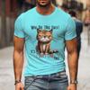 Maglietta Nuova da Uomo Stampata in 3D Gatto Serio Estiva Manica Corta Top Confortevole Magliette Uomo Streetwear Larghe Popolari Classiche