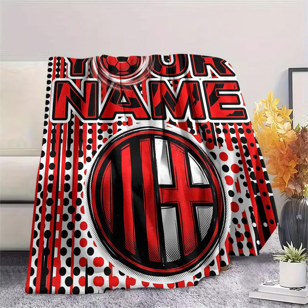 Custom Name,AC Milan Printed Flannel Blanket, Soft Throw for Bedroom Sofa, Washable, Christmas Present, Great Gift.