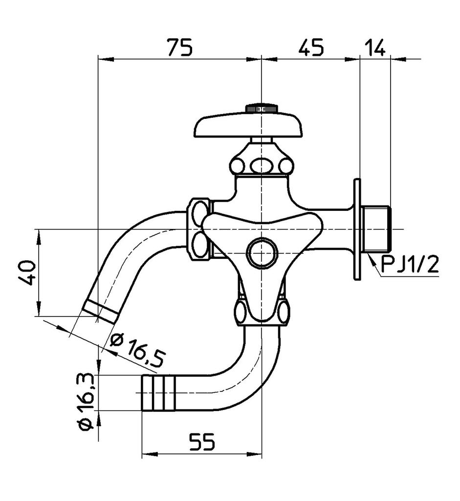 SANEI (Sanei) Universal Double-Outlet Water Tap for Sprinkling, 13mm Nominal Size, Sprinkler Hose Connection, Rotating Outlet Pipe, Water Tap, Double-