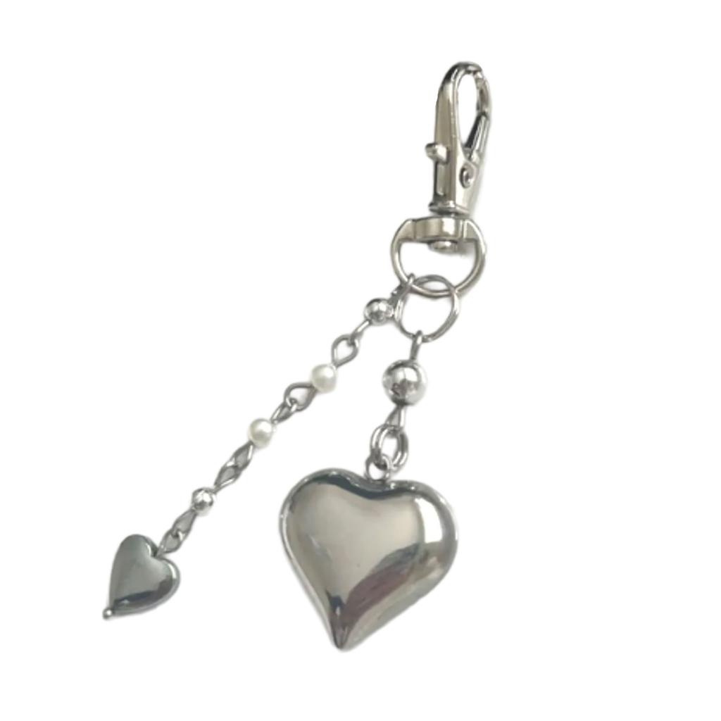 Silver Love Heart Purse Pendant Versatile Silver Heart Bag Accessory Elegant Heart Pendant Bag Hanging Adornment