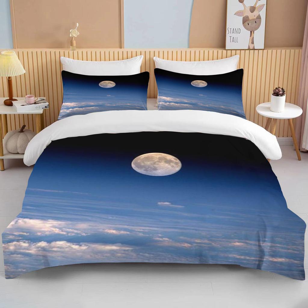 Moon Bedding Set Night View Duvet Cover Set With Pillowcase Bedding King Queen Full Double Single Size Luxury Bedxclothes Decor