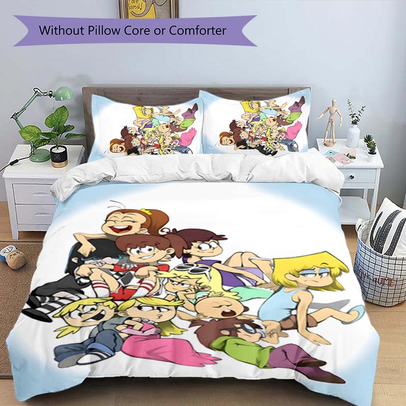 Loud House 3pcs Bedding Set Duvet Cover Closure Includes 1 Duvet Cover & 2 Pillowcases for All Seasons Bedroom Home Dorm Decor